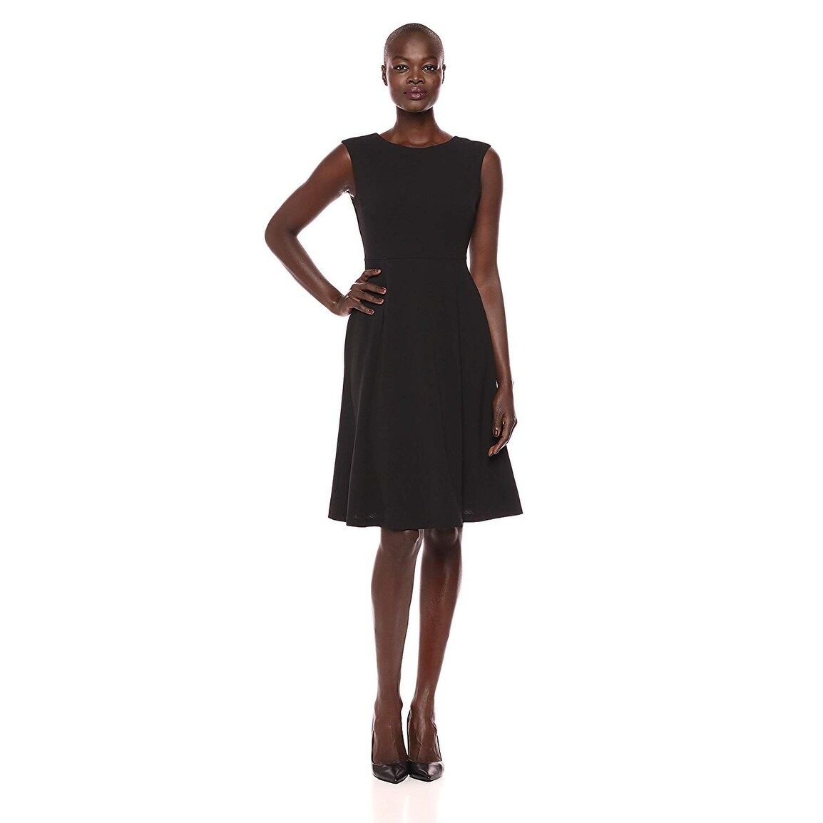 boat neck flare dress
