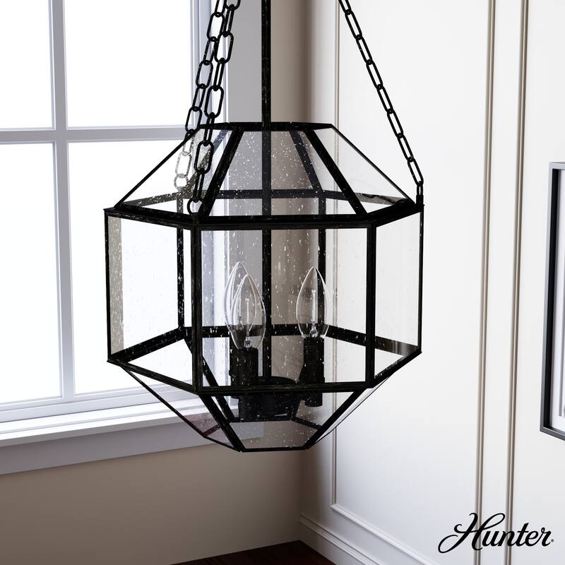 Hunter Indria Rustic Iron 3 Light Pendant - Entry, Island, Dining Room - Industrial, Contemporary, Transitional, Geometric - Rustic Iron