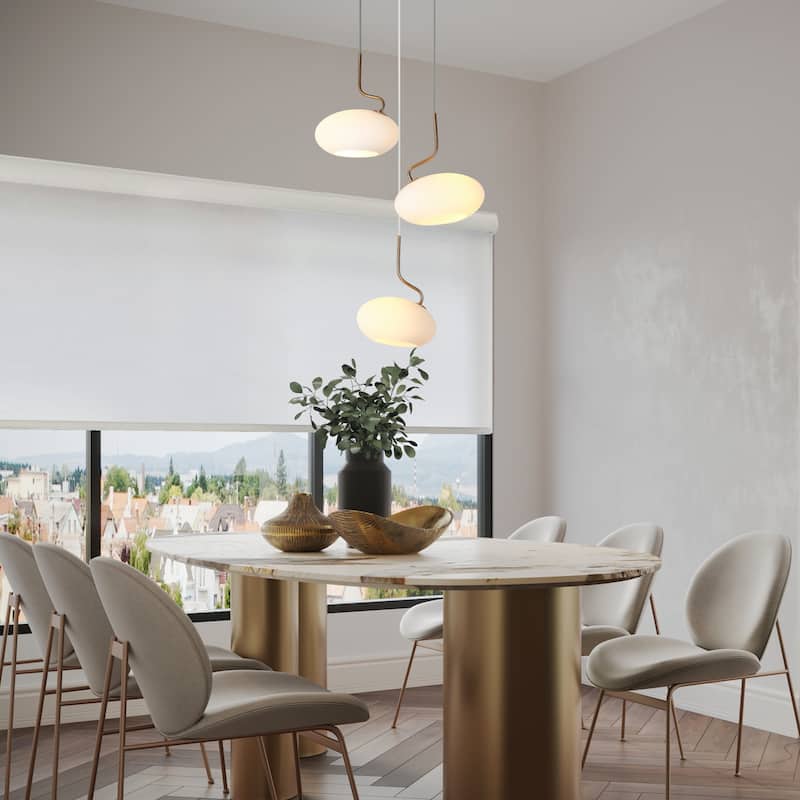 Modern 3-Light Cluster Chandelier Opal Glass Pendant Lights for Kitchen Island - Gold