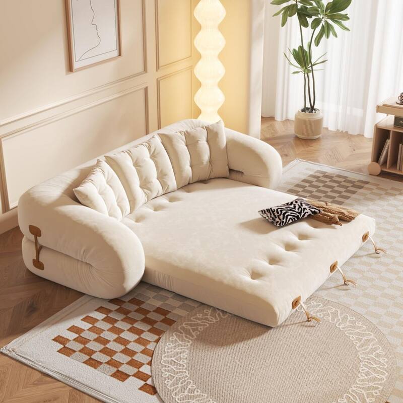 JASIWAY Modern Convertible Sleeper Sofa Chair Bed, White