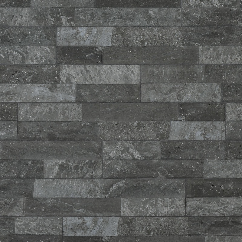 Merola Tile Ordino Black 3-1/4" x 17-1/2" Porcelain Wall Tile