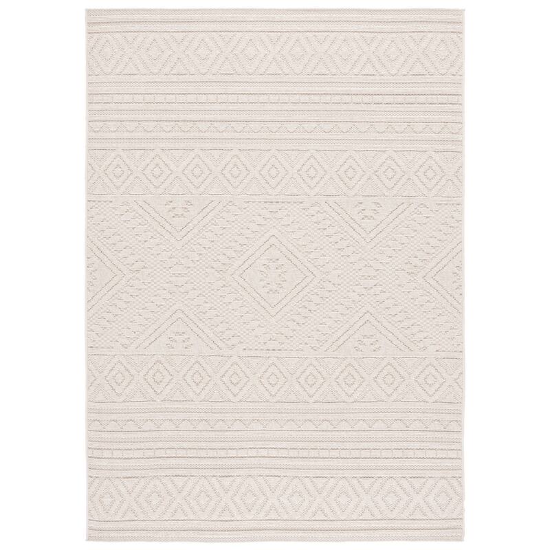 SAFAVIEH Global Rand Indoor/Outdoor Washable Backyard Patio Rug - 5'3" x 7'6" - Light Beige/Ivory