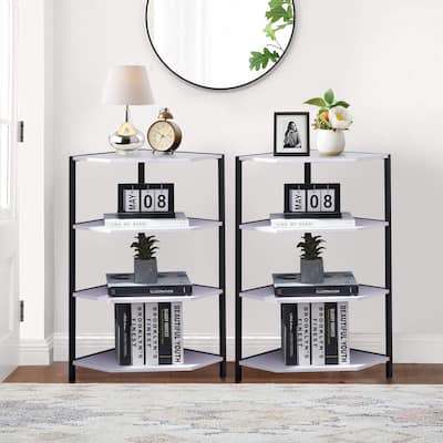 VECELO Modern Nightstands with 4-Tier Shelves Corner Side Table(Set of 2)