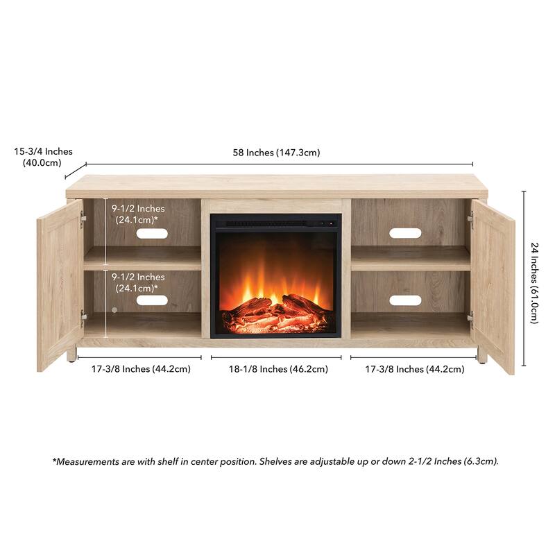 Granger 58" TV Stand with Log Fireplace Insert