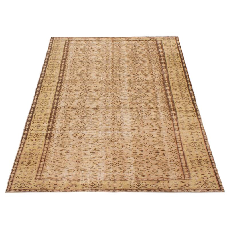 ECARPETGALLERY Hand-knotted Antalya Vintage Cream Wool Rug - 5'0 x 8'0