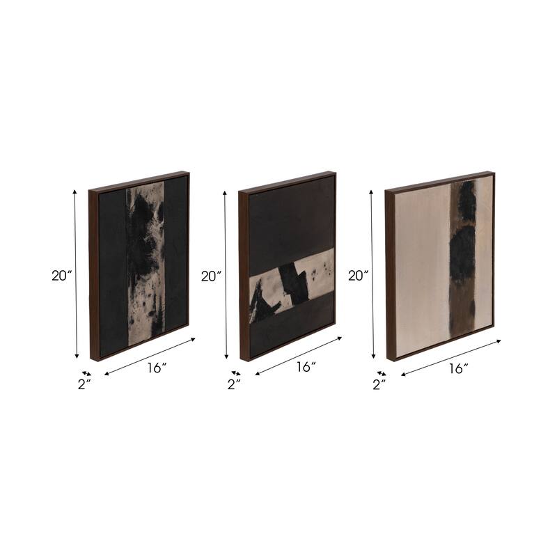 Contemporary Wall Art Paintings with Neutral Designs Set of 6 - Brown, 20"