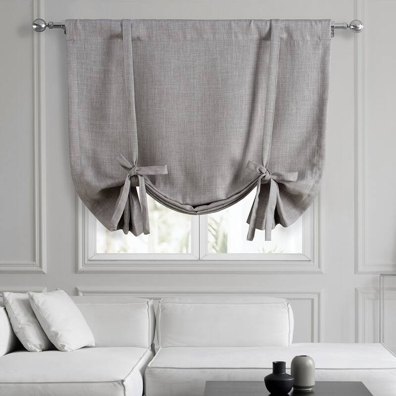 Exclusive Fabrics Faux Linen Room Darkening Tie-Up Window Shade (1 Panel) - 46 X 63 - Clay