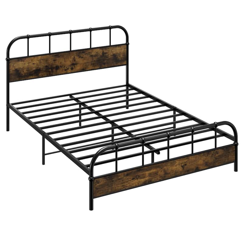Gymax Queen Size Bed Frame Industrial Platform Bed Frame w/ Under Bed