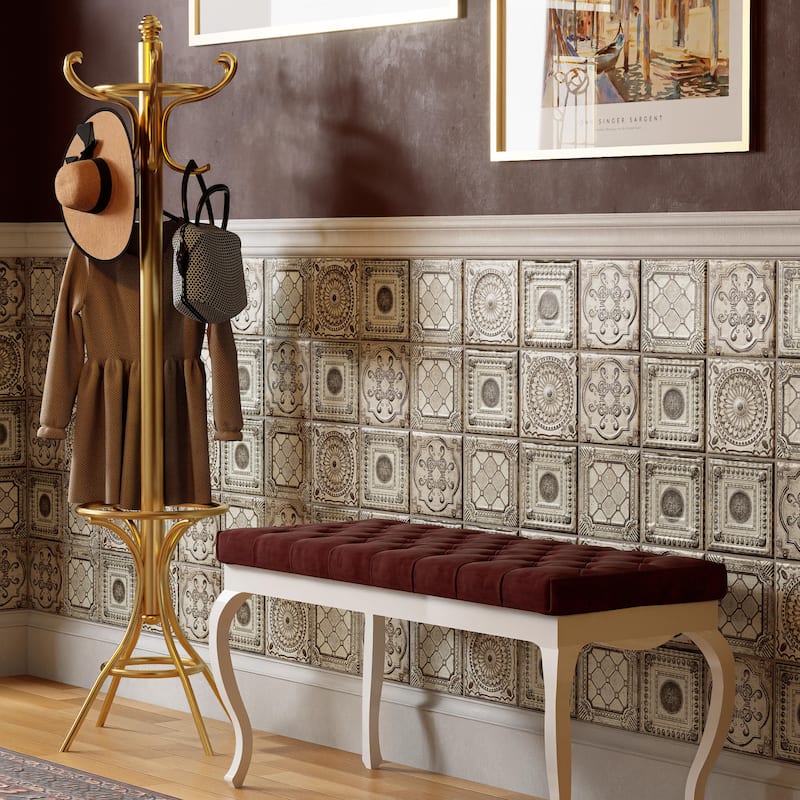 Merola Tile Ritz Anticatto White 7-7/8" x 7-7/8" Ceramic Wall Tile - Case (25 Tiles)