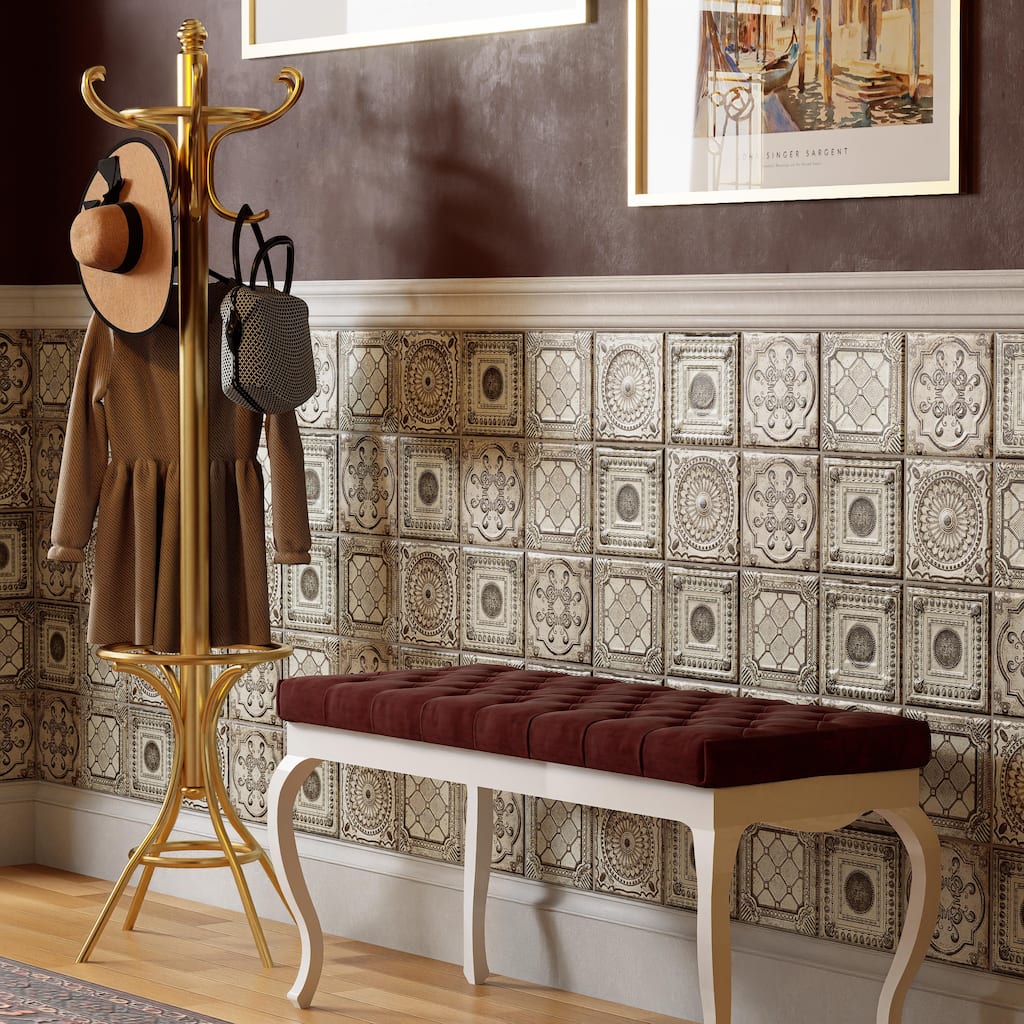 Merola Tile Ritz Anticatto White 7-7/8" x 7-7/8" Ceramic Wall Tile