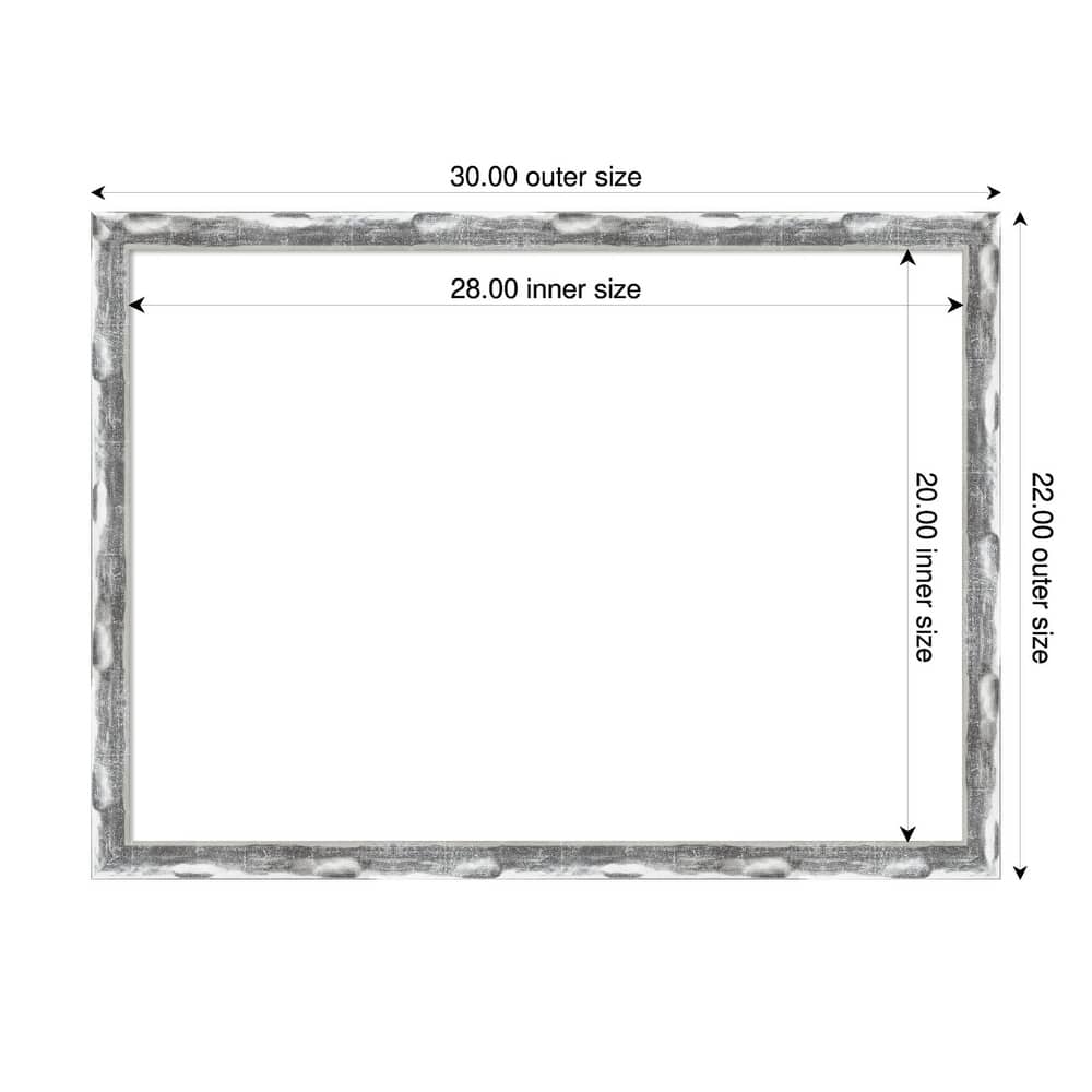 Amanti Art Scratched Wave Chrome Framed Dry Erase Magnetic Board