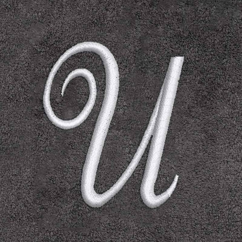 Avanti Linens Granite/Silver Script Monogram Bath Towel Letter U - Bath Towel