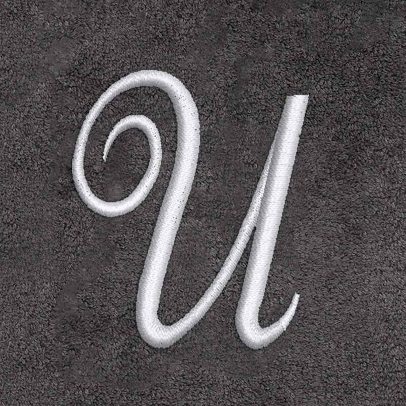 Avanti Granite with Silver Script Monogram Bath Towel Letter U - Hand Towel