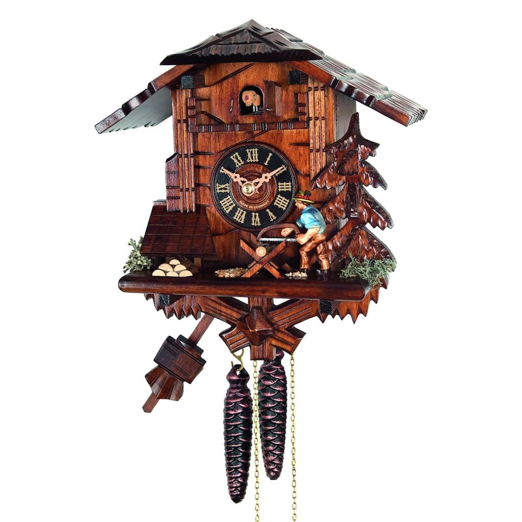 10.5" Engstler Cutting Wood Weight-Driven Cuckoo Wall Clock