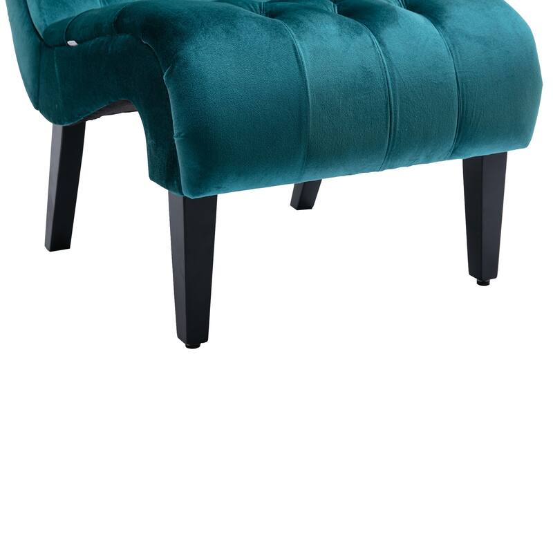 22.83" Buttons Tufted Accent Chair with Wooden Legs
