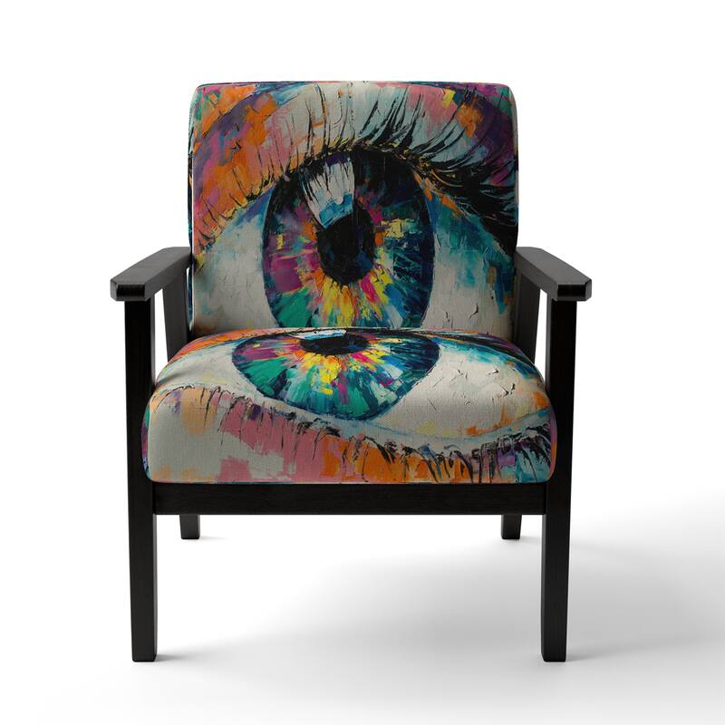 Designart "Colorful Turquoise Woman Eye Art" Upholstered Modern Accent Chair and Arm Chair