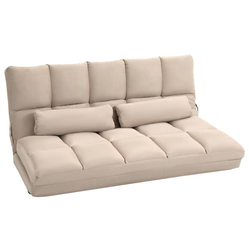 Beige 51.3" Folding Loveseat Chaise Lounge Chair