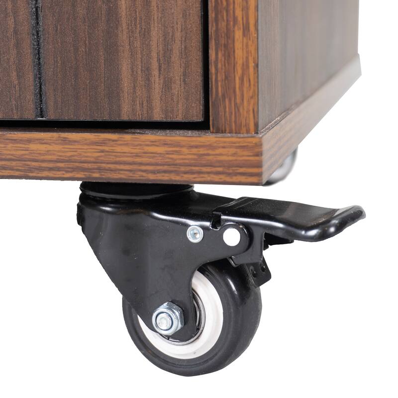 51.06'' Particle Board Kitchen Island with Drop Leaf, RollingWheels, Spice Rack, Towel Rack and Drawers