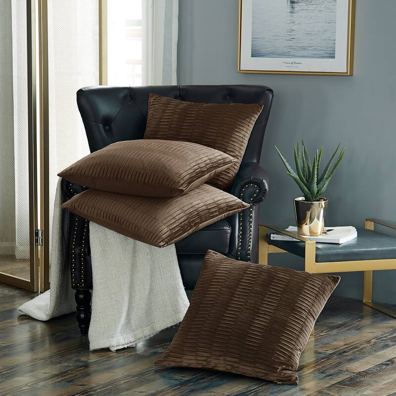 Agnew Pleated Velvet Decorative Throw Pillow Cover Set, NO INSERT