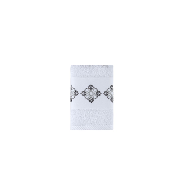 Ozan Premium Home Amphora Collection 100% Turkish Cotton Hand Towel - White