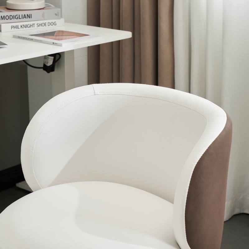 Modern PU Swivel Chair Armless No Wheel Adjustable Height Office Desk Chair With Baskest Support - N/A