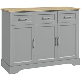 Sideboard Cabinet with 3 Storage Drawers, Kitchen Cabinet Coffee Bar ...