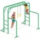 preview thumbnail 2 of 17, Hapfan 400lbs 3-in-1 Heavy Duty Metal Monkey Bar Set, Outdoor Playset with Gymnastics Bars & Trapeze Swing for Backyard Outdoor Kids - Climber/Monkey Bars - Green