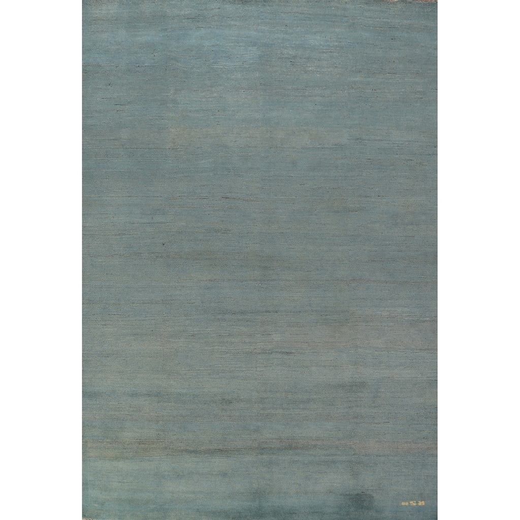 Aqua Blue Modern Gabbeh Oriental Area Rug Handmade Wool Carpet - 6'7" x 9'6"