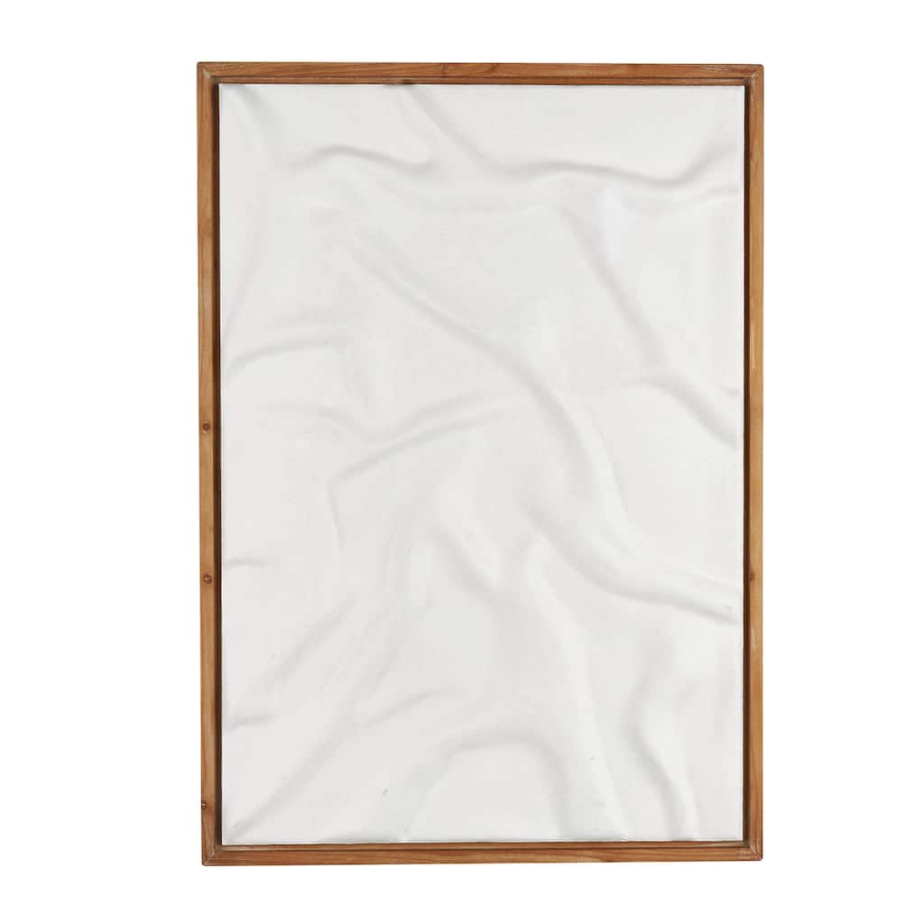 Wood Abstract Abstract Dimensional Shaped Wall Decor with Brown Wooden Frame - White - Roche River Decor