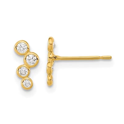 Curata 3.5mm 14k Madi K 4-Cubic Zirconia Bezel Set Post Earrings