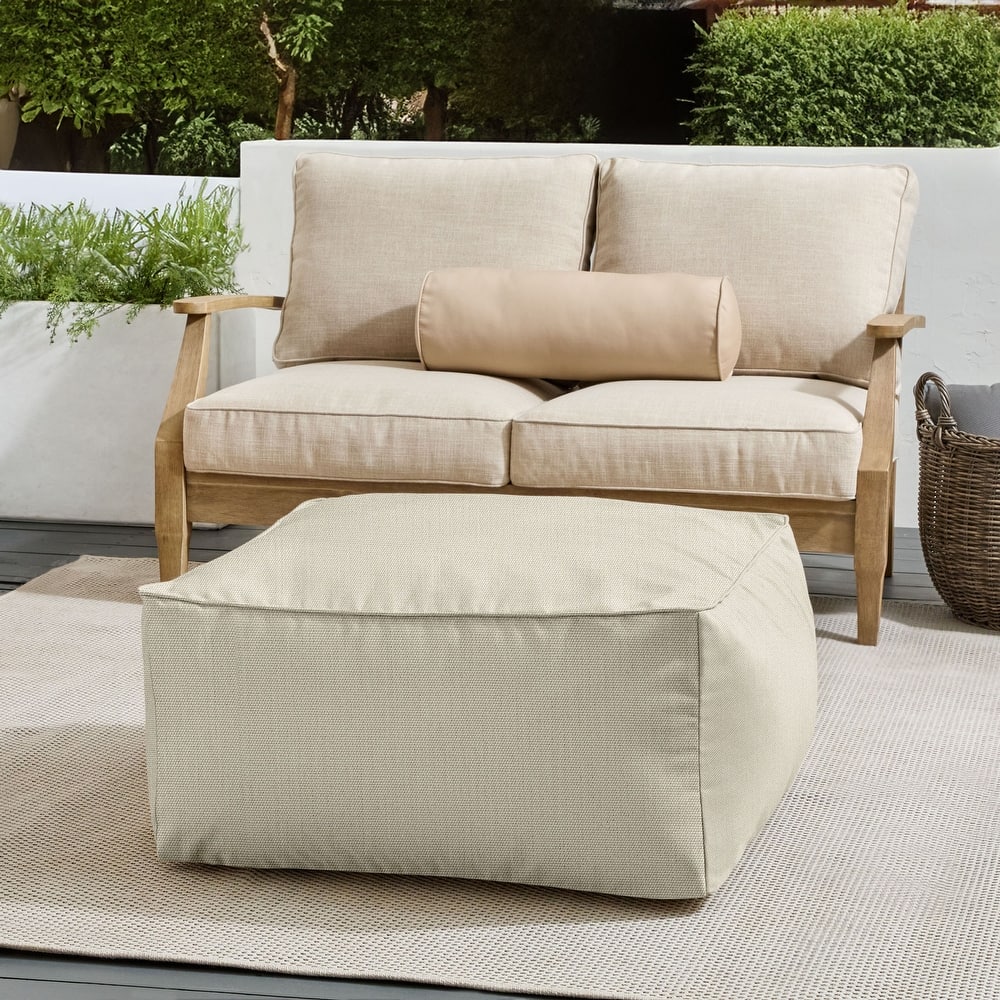 Sorra Home Sunbrella Outdoor Corded Solid Bean Pouf