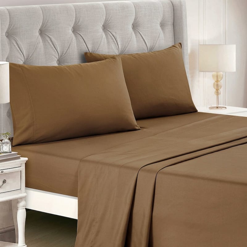 9 Piece Bed-in-a-Bag Brown Floral Solid Soft Bedding Comforter Set