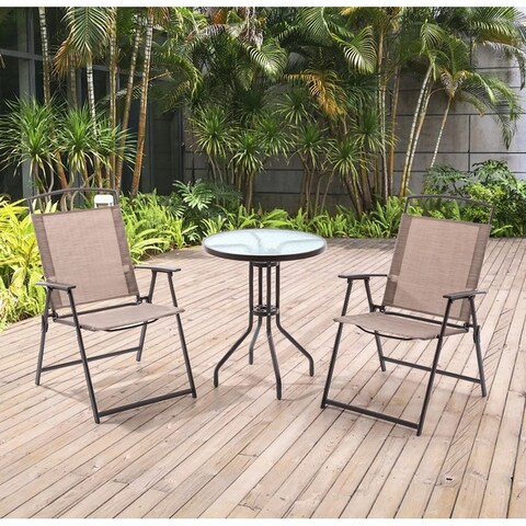 VredHom 3-Piece Patio Folding Chair Set - 22.5" W x 28" D x 36.3" H