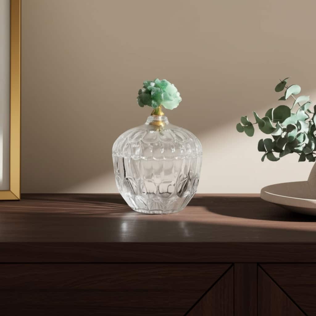 Glass Stone Jar with Fauna Lid Detailing and Textured Transparent Body