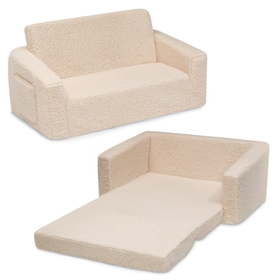 Cozee Flip-Out Sherpa 2-in-1 Convertible Chair to Lounger for Kids