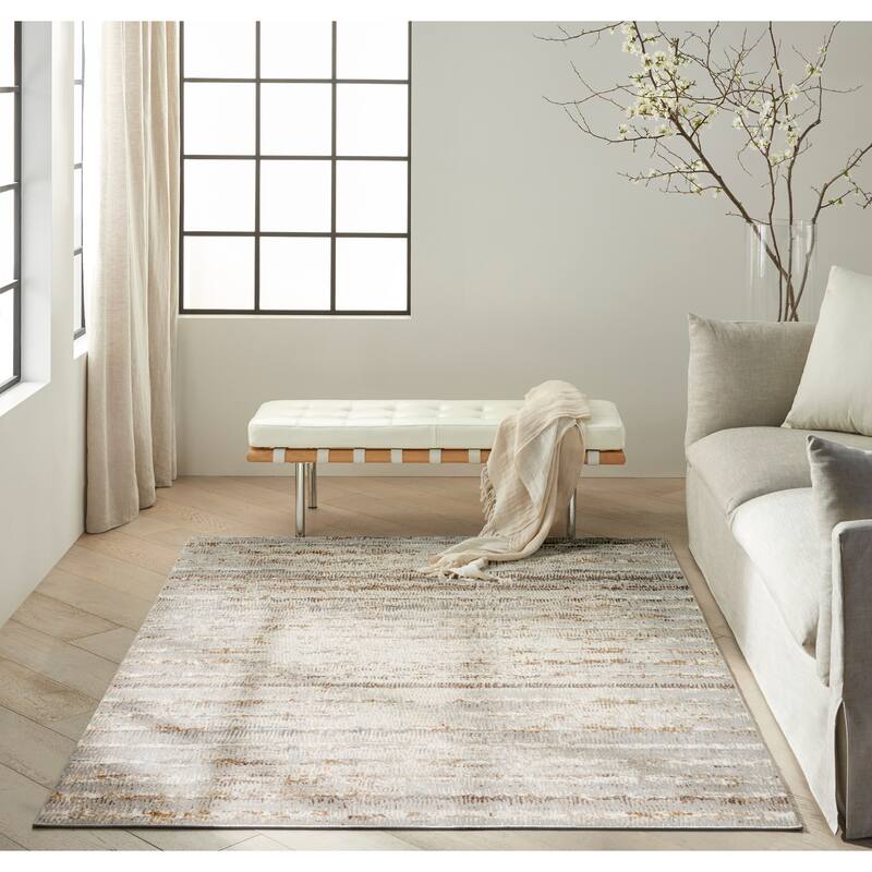 Calvin Klein CK073 Compass Indoor only Ivory Abstract Area Rug