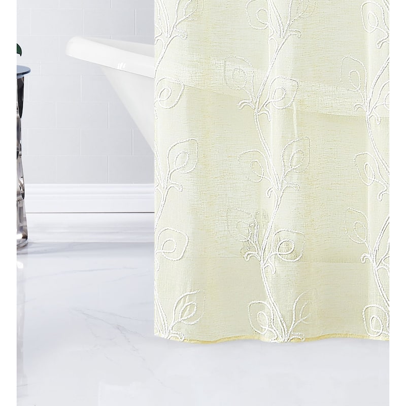 Dainty Home Stella Chenille Embroidered Shower Curtain