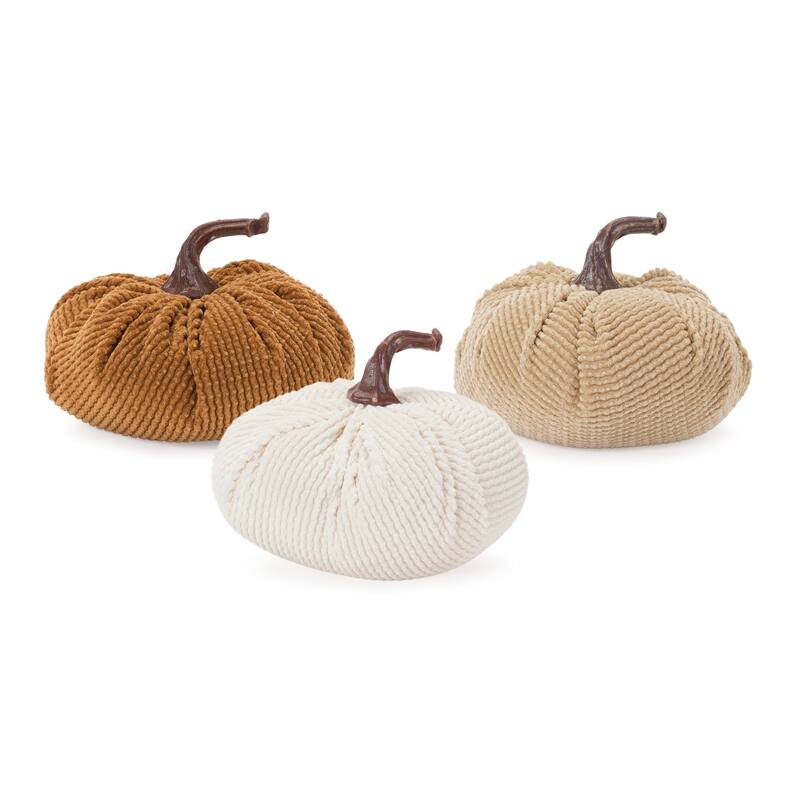 Harvest Fall Woven Pumpkin Decoration - 3.5" - Set of 3