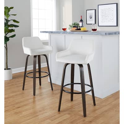 Porch & Den Galotti 30" Fixed-Height Bar Stool with Bent Wood Legs & Round Footrest (Set of 2)
