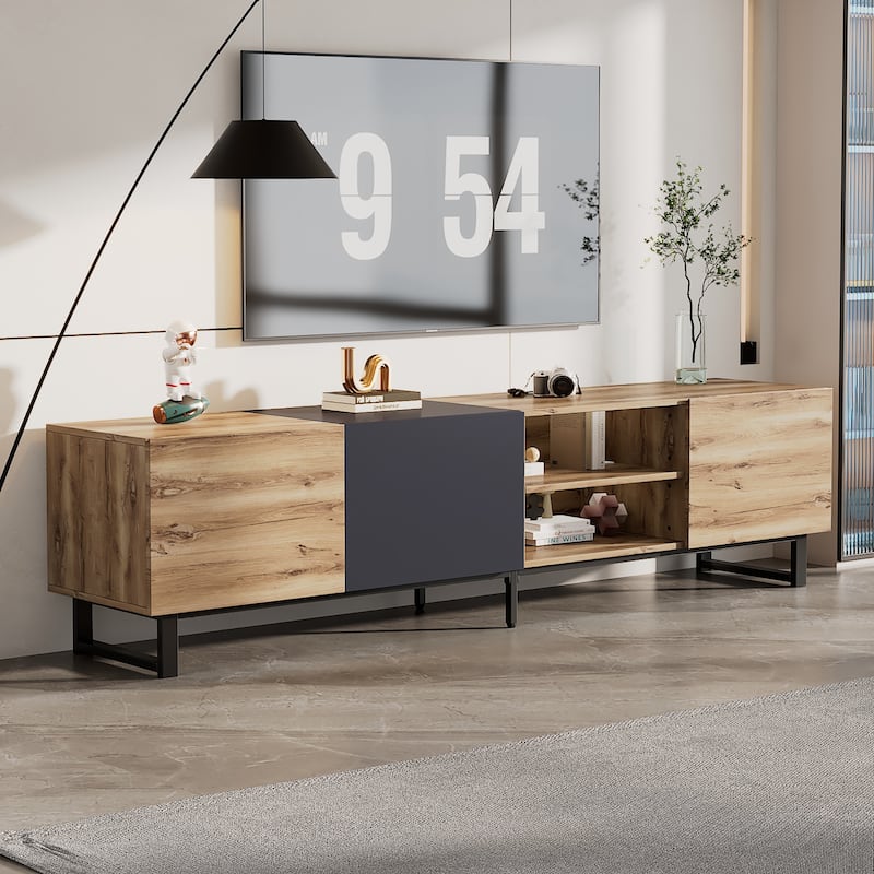 70" TV Stand with Drop-Down Door & Shelves for TVs Up to 80"