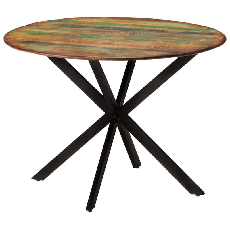 vidaXL Dining Table Ø43.3"x30.7" Solid Wood Reclaimed and Steel - Brown