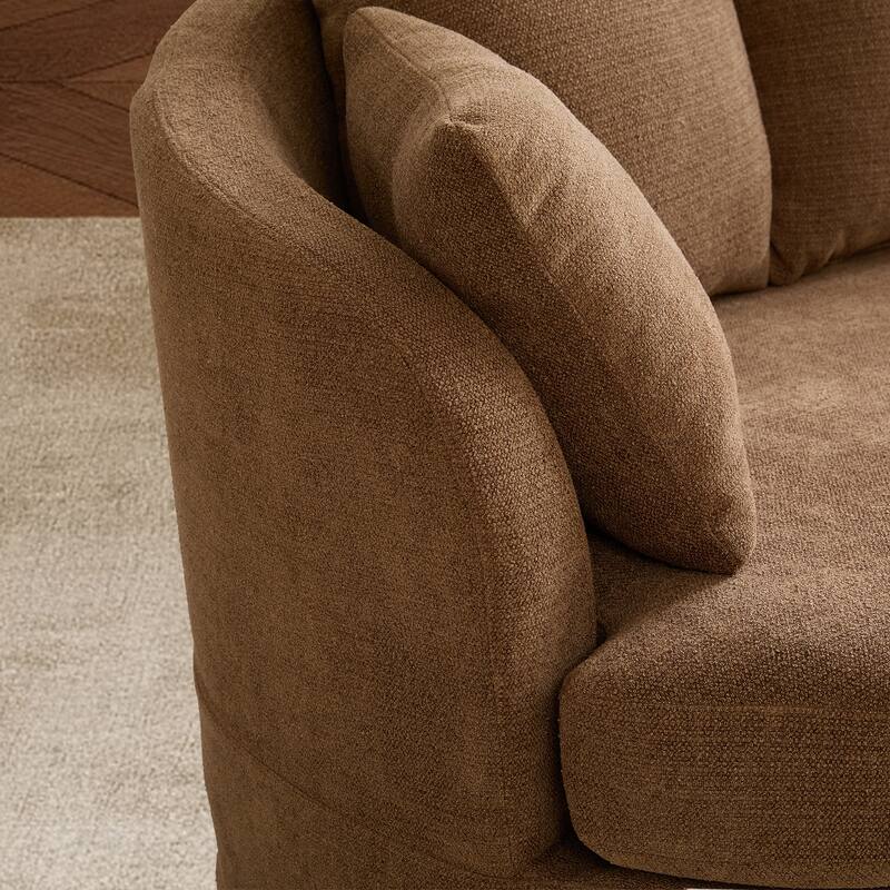 73.8"W Modern Wide Curved Sofa, Modern Luxury Plush Chenille