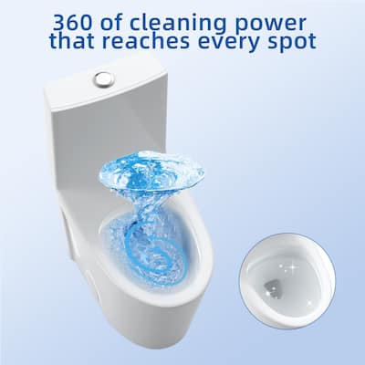 One Piece Toilet with Soft Closing Seat, Elongated Toilet for Bathroom, Comfort Height, Dual Tornado Flush 1.6 GPF Toilet