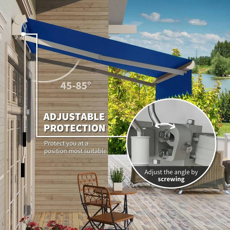 8'x7' Retractable Sunshade Awning for the Patio with Easy Crank Design