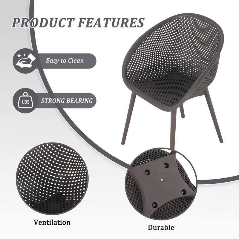 2-Pack Modern Lounge Chairs - Indoor/Outdoor All-Weather PP Plastic, Lightweight for Patio, Beach, Living Room