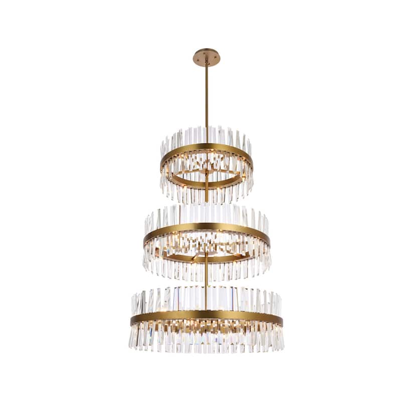 Indigo Home 36 inch 3 tiers crystal round chandelier light