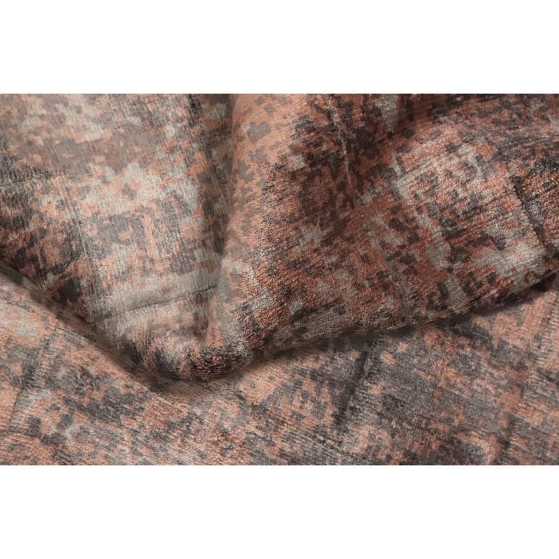 Hand Knotted Oriental Viscose Silk Carpet Modern Abstract Oranges & Rust Abstract Area Rug - 7' 4'' X 5' 3''