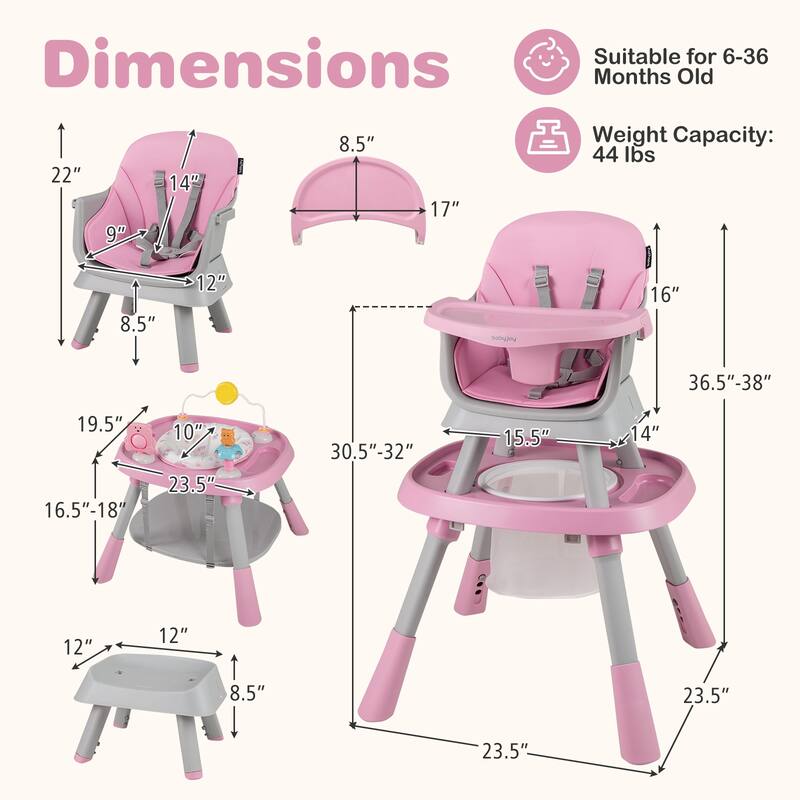 Gymax 16-in-1 Baby High Chair w/ Activity Center Booster Seat Building