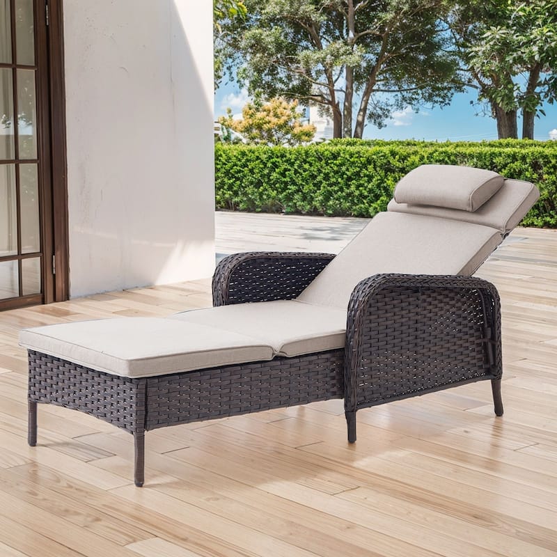 Outdoor Chaise Lounge Chair Adjustable 5-Position - 1-Piece