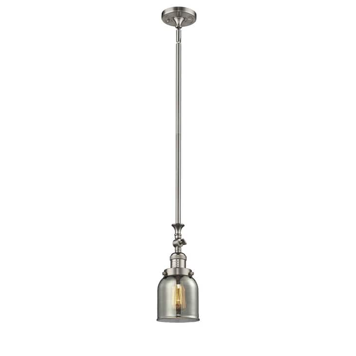Innovations Lighting Small Bell 5" Wide Adjustable Mini Pendant - Brushed Satin Nickel / Smoked